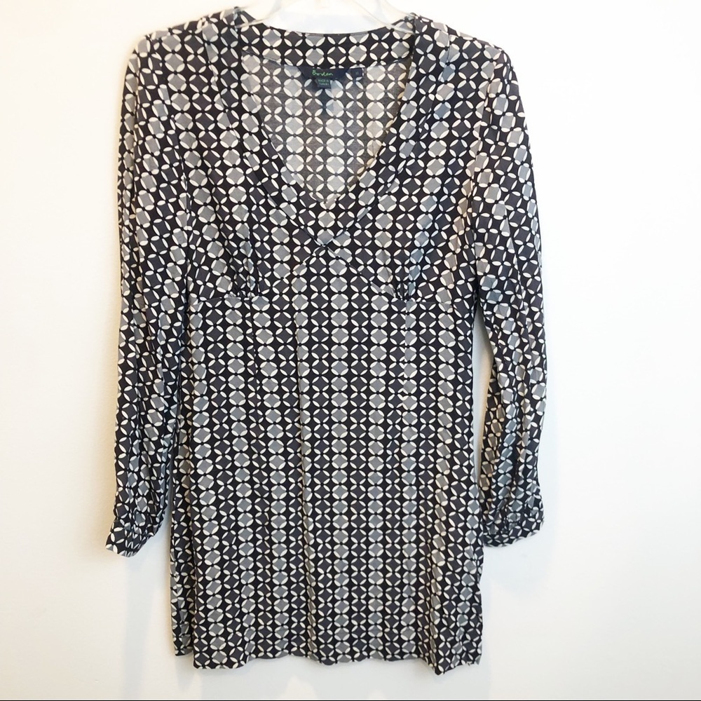 Boden Black Gray Long Sleeve Tunic Size 10